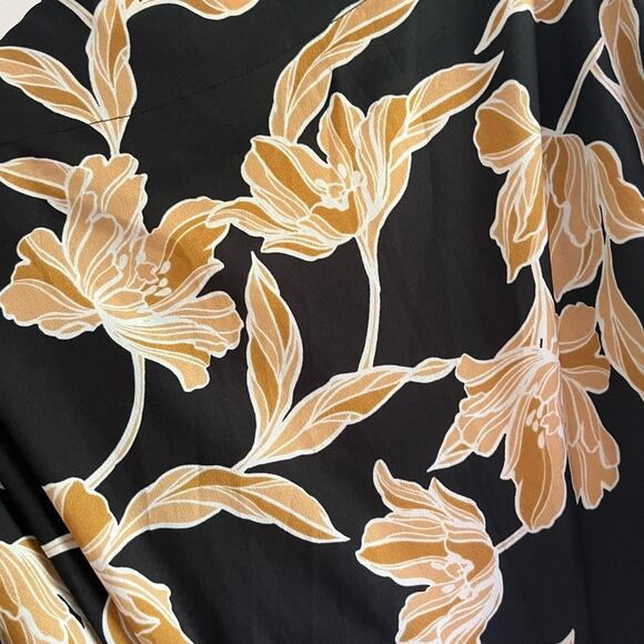 Estate Dark Floral Black and Gold Long Flowy Women's Duster Kimono Cardigan 6 - Picture 10 of 10